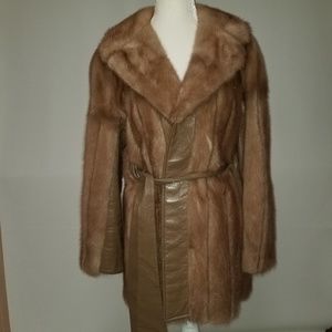 Genuine Mink Fur & Leather Coat